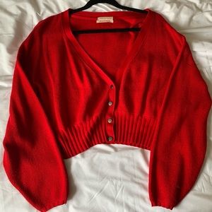 Red Cropped cardigan